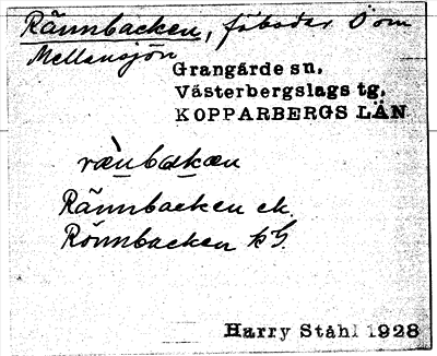 Bild på arkivkortet för arkivposten Rännbacken