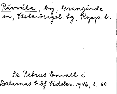 Bild på arkivkortet för arkivposten Rävvåla