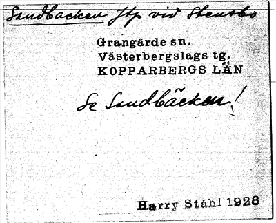 Bild på arkivkortet för arkivposten Sandbacken