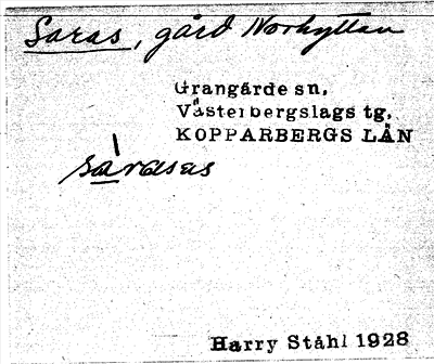 Bild på arkivkortet för arkivposten Saras