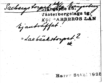 Bild på arkivkortet för arkivposten Saxbergstorpet