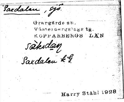 Bild på arkivkortet för arkivposten Saxddalen