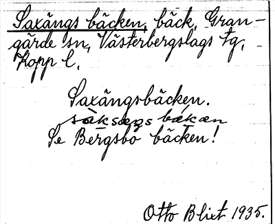 Bild på arkivkortet för arkivposten Saxängs bäcken