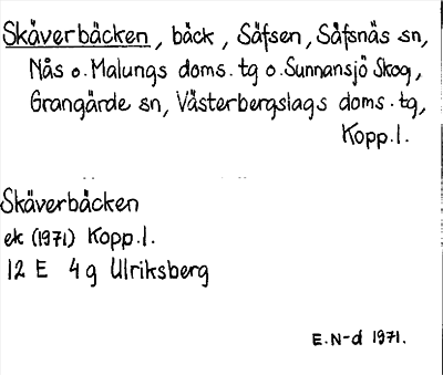 Bild på arkivkortet för arkivposten Skäverbäcken