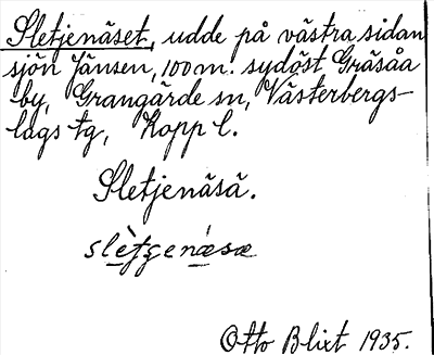 Bild på arkivkortet för arkivposten Sletjenäset