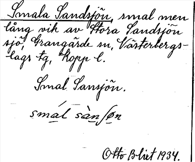 Bild på arkivkortet för arkivposten Smala Sandsjön