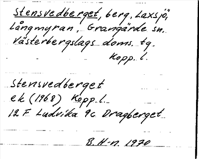 Bild på arkivkortet för arkivposten Stensvedberget