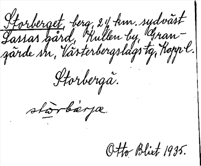 Bild på arkivkortet för arkivposten Storberget