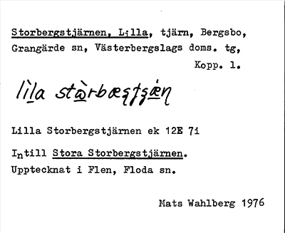 Bild på arkivkortet för arkivposten Storbergstjärnen, Lilla