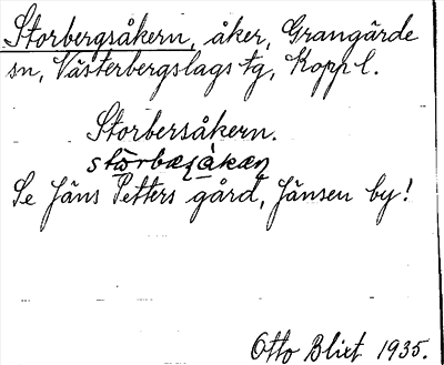 Bild på arkivkortet för arkivposten Storbergsåkern, se Jöns Petters gård