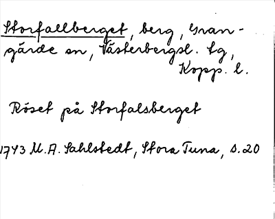 Bild på arkivkortet för arkivposten Storfallberget