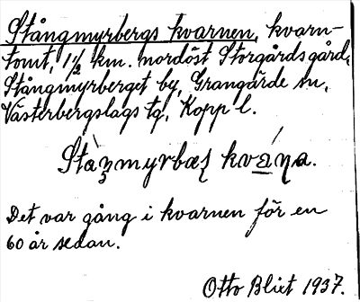 Bild på arkivkortet för arkivposten Stångmyrbergs kvarnen