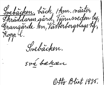 Bild på arkivkortet för arkivposten Svebäcken