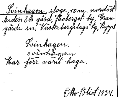 Bild på arkivkortet för arkivposten Svinhagen