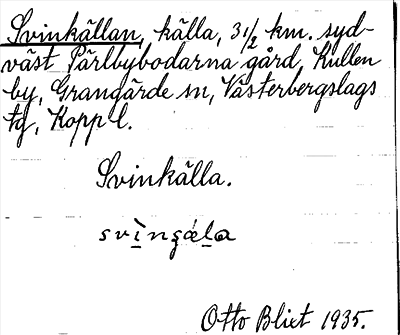 Bild på arkivkortet för arkivposten Svinkällan