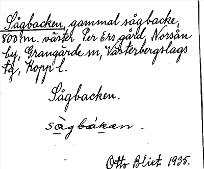 Bild på arkivkortet för arkivposten Sågbacken
