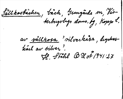 Bild på arkivkortet för arkivposten Sällkosbäcken
