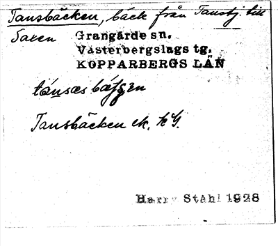 Bild på arkivkortet för arkivposten Tansbäcken