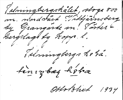 Bild på arkivkortet för arkivposten Telningbergshålet
