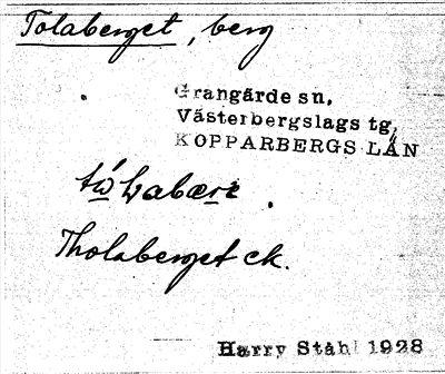 Bild på arkivkortet för arkivposten Tolaberget