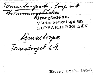 Bild på arkivkortet för arkivposten Tomastorpet