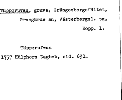 Bild på arkivkortet för arkivposten Täppgruvan