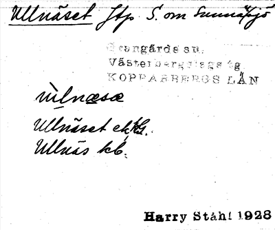 Bild på arkivkortet för arkivposten Ullnäset