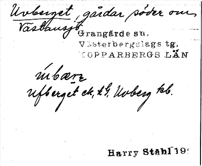 Bild på arkivkortet för arkivposten Uvberget