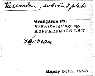 Bild på arkivkortet för arkivposten Vassveden