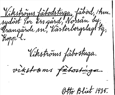 Bild på arkivkortet för arkivposten Vikströms fäbodstuga
