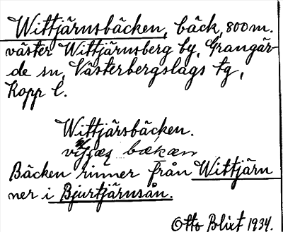 Bild på arkivkortet för arkivposten Wittjärnsbäcken