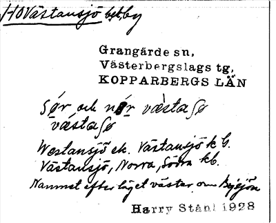 Bild på arkivkortet för arkivposten Västansjö