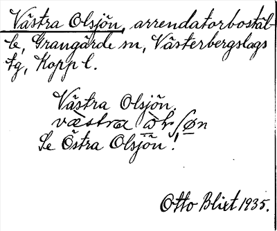 Bild på arkivkortet för arkivposten Västra Olsjön
