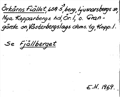 Bild på arkivkortet för arkivposten Örkärns Fiället, se Fjällberget