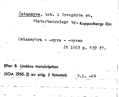 Bild på arkivkortet för arkivposten Östanmyra