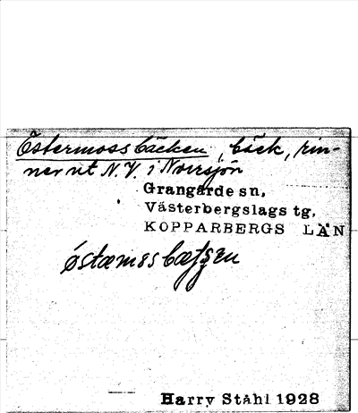 Bild på arkivkortet för arkivposten Östermossbäcken