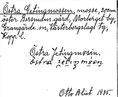Bild på arkivkortet för arkivposten Östra Getingmossen