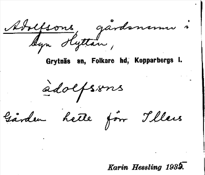 Bild på arkivkortet för arkivposten Adolfsons