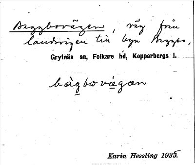 Bild på arkivkortet för arkivposten Baggbovägen
