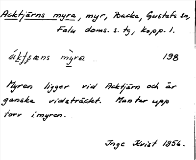 Bild på arkivkortet för arkivposten Acktjärns myra