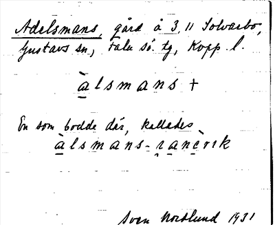 Bild på arkivkortet för arkivposten Adelsmans