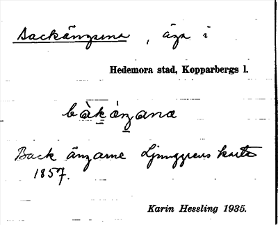 Bild på arkivkortet för arkivposten Backängarna
