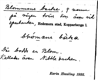 Bild på arkivkortet för arkivposten Blommans backe