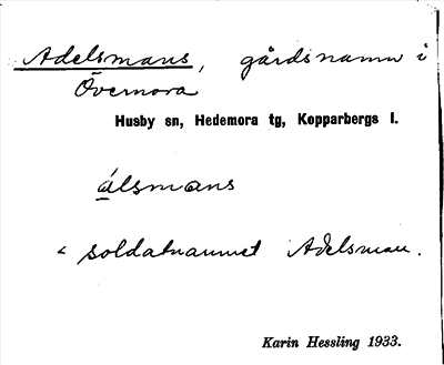 Bild på arkivkortet för arkivposten Adelsmans
