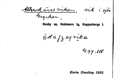 Bild på arkivkortet för arkivposten Alderkärrsviken