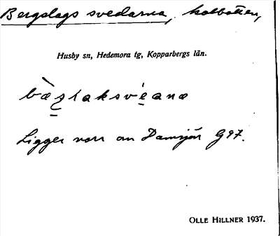 Bild på arkivkortet för arkivposten Bergslags svedarna