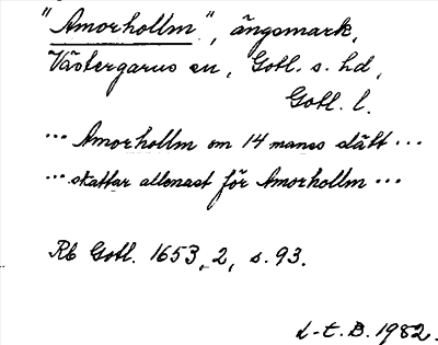 Bild på arkivkortet för arkivposten »Amorhollm»