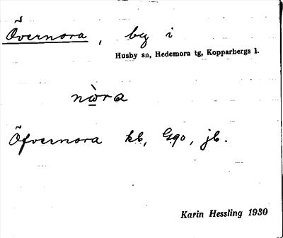 Bild på arkivkortet för arkivposten Övernora