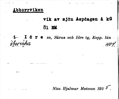 Bild på arkivkortet för arkivposten Abborrviken