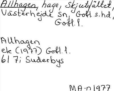 Bild på arkivkortet för arkivposten Allhagen
